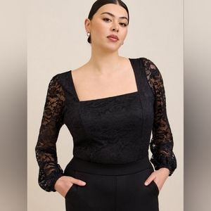 Torrid Lace Square Neck Long Sleeve Top